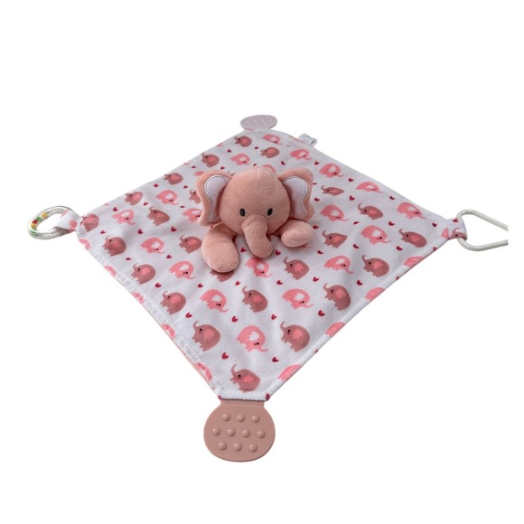 Modern Baby Other - Modern Baby Pink Elephant Lovey Security Blanket Teether Rattle Plush Toy
